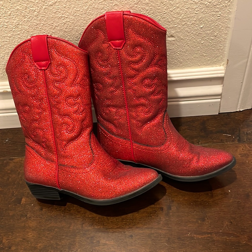 Girls size 13 Tucker + Tate red glitter cowboy boots